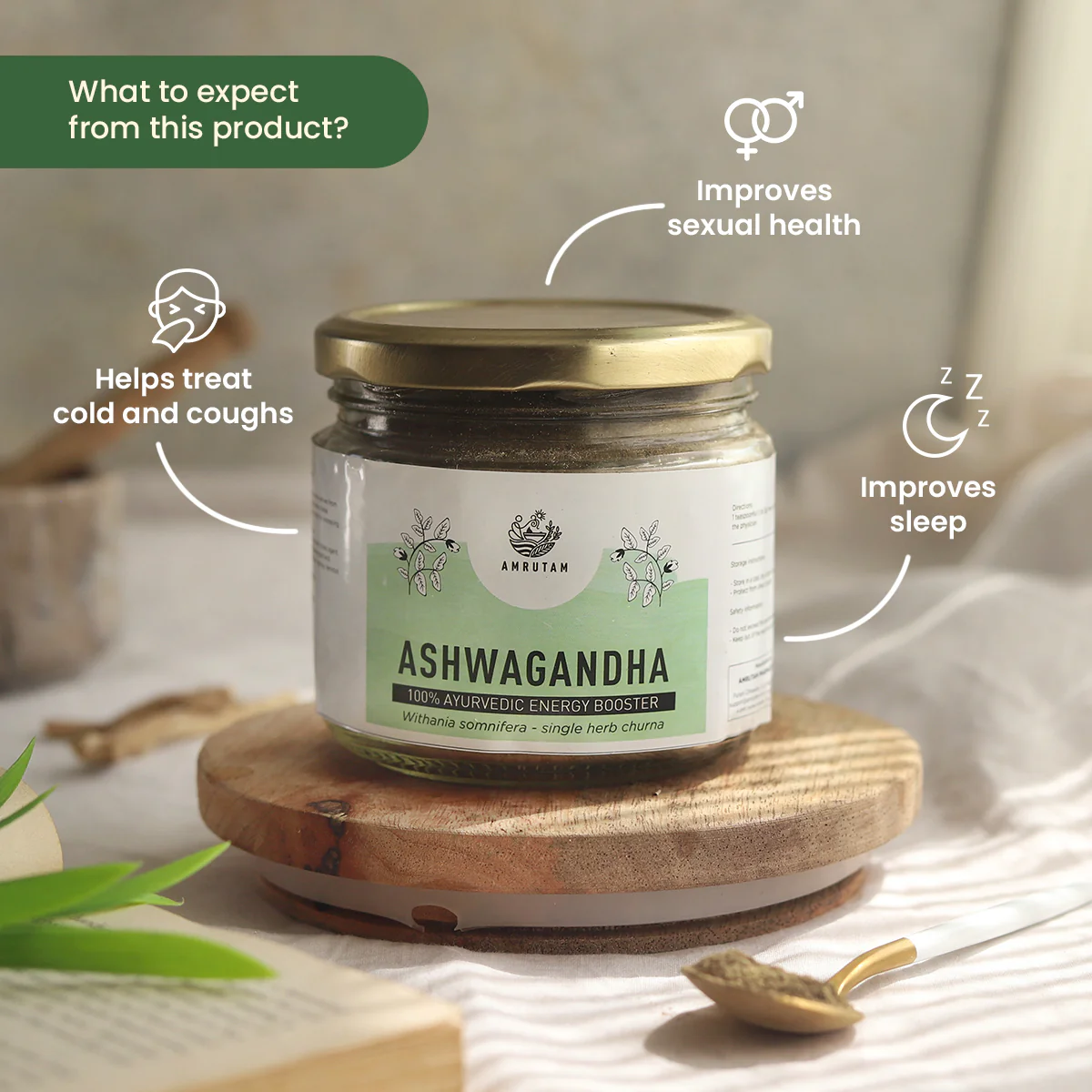Amrutam Ashwagandha Churna | Ayurvedic Energy Booster - Image 2