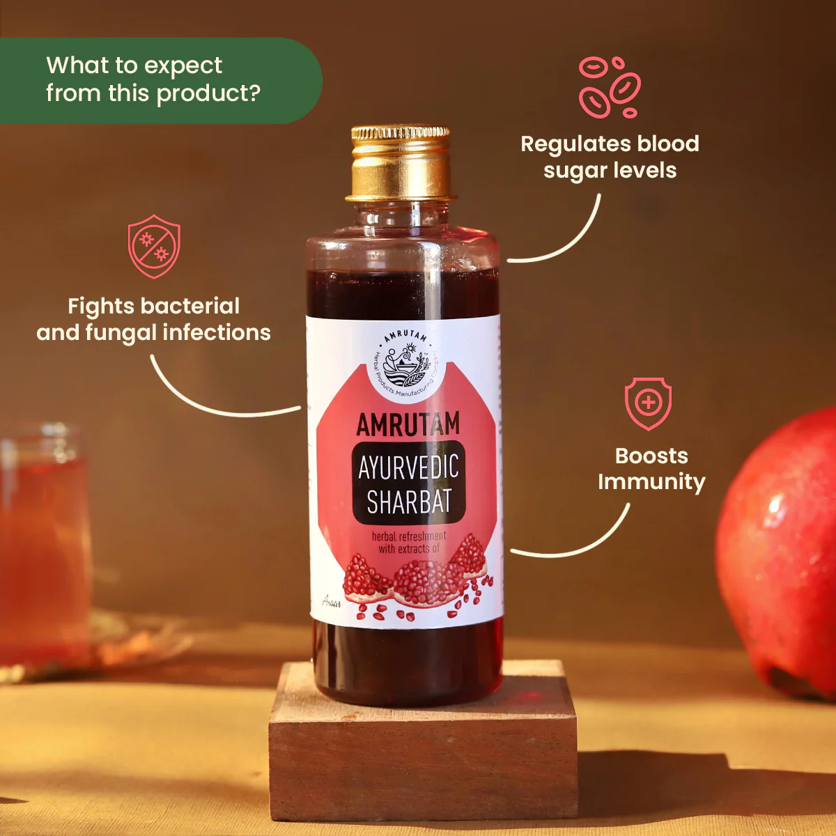 Amrutam Ayurvedic Sharbat With Extracts Of Anar | Pomegranate Juice - Image 2