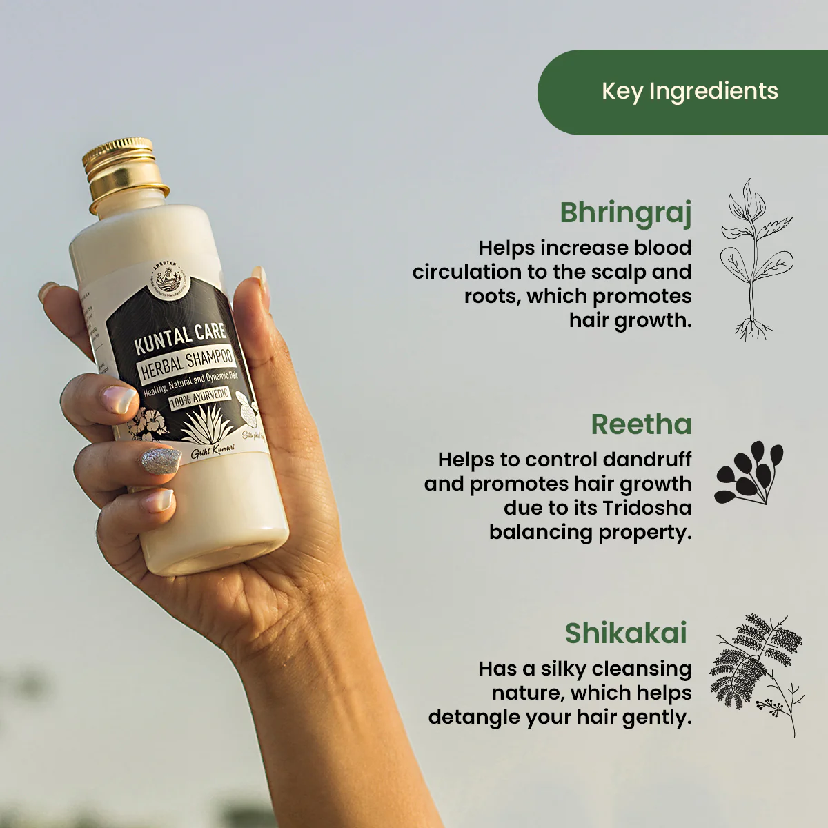 Amrutam Kuntal Care Herbal Shampoo | Healthy, Natural and Dynamic Hair - Image 3