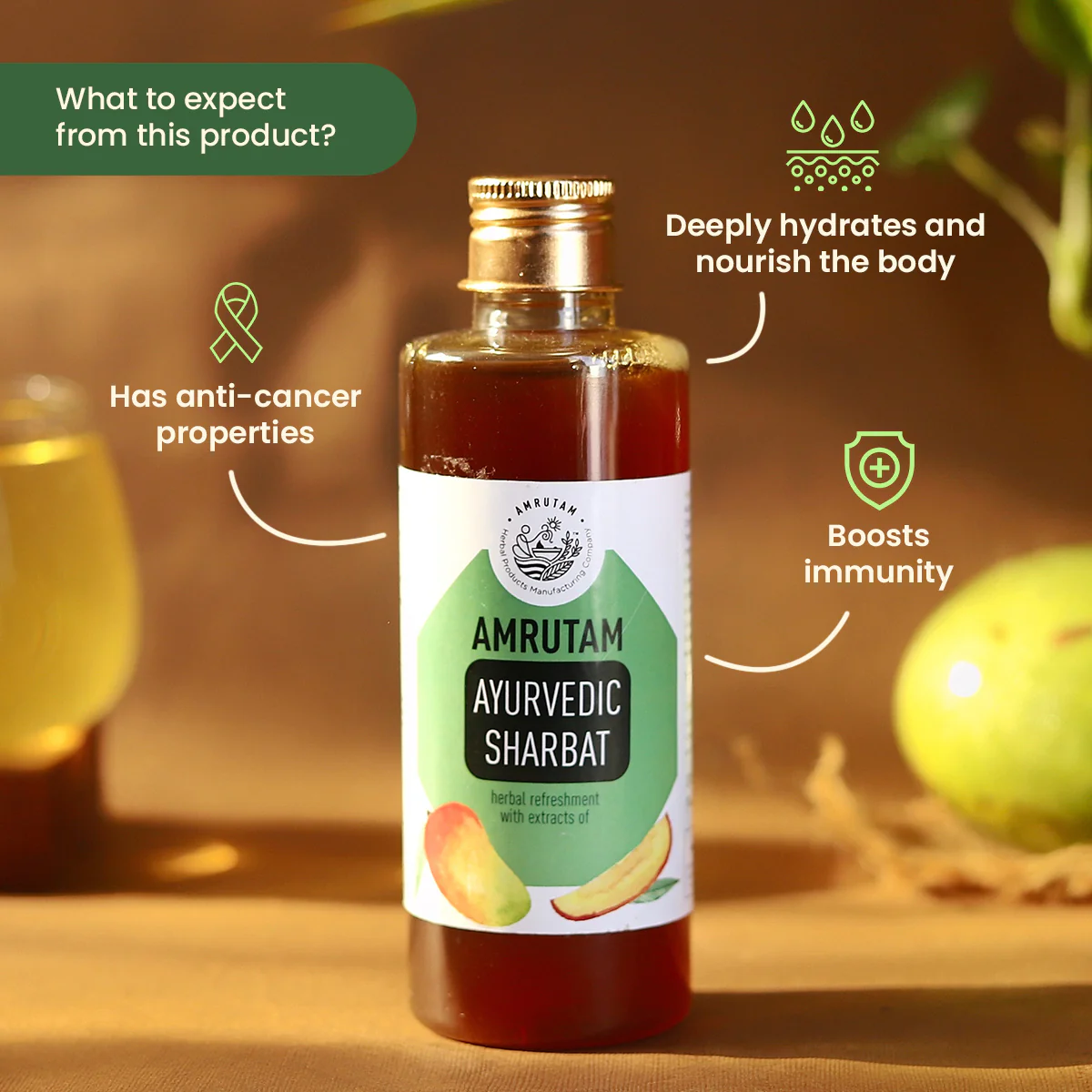 Amrutam Ayurvedic Sharbat With Extracts Of Kacha Aam | Raw Mango - Image 2