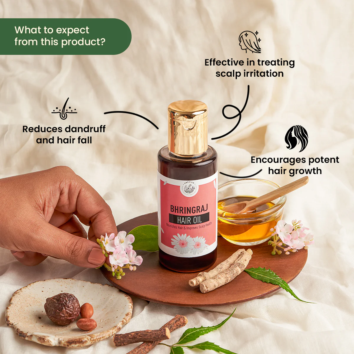 Amrutam Bhringraj Hair Oil | Nourishes Hair & Improves Scalp Health - Image 2