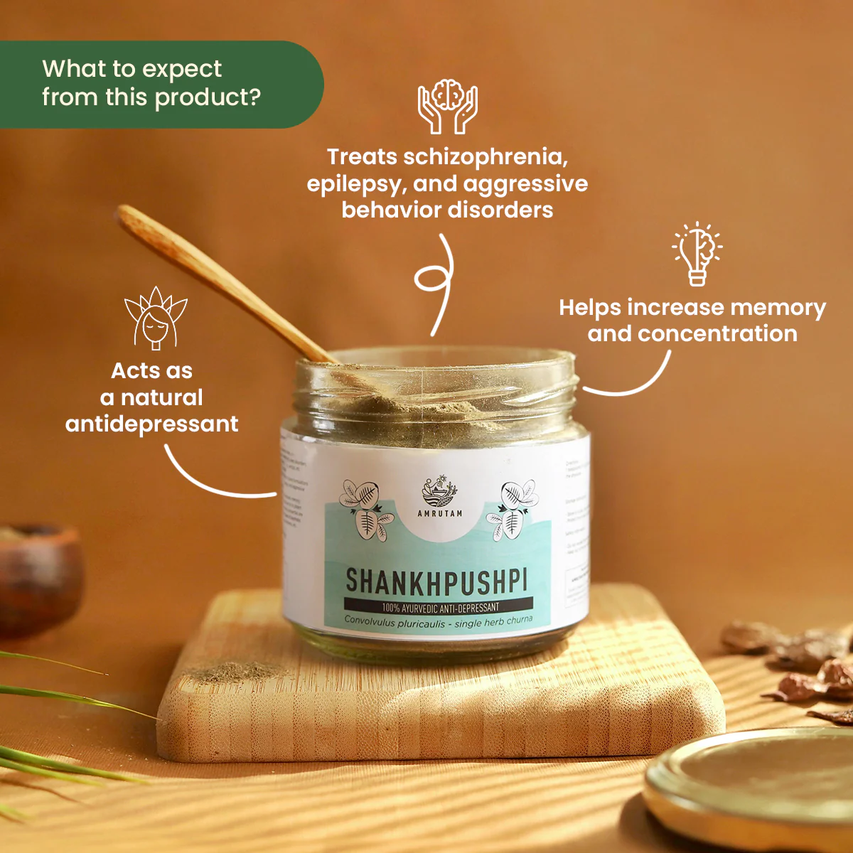 Amrutam Shankhpushpi Churna | Ayurvedic Anti-Depressant - Image 2
